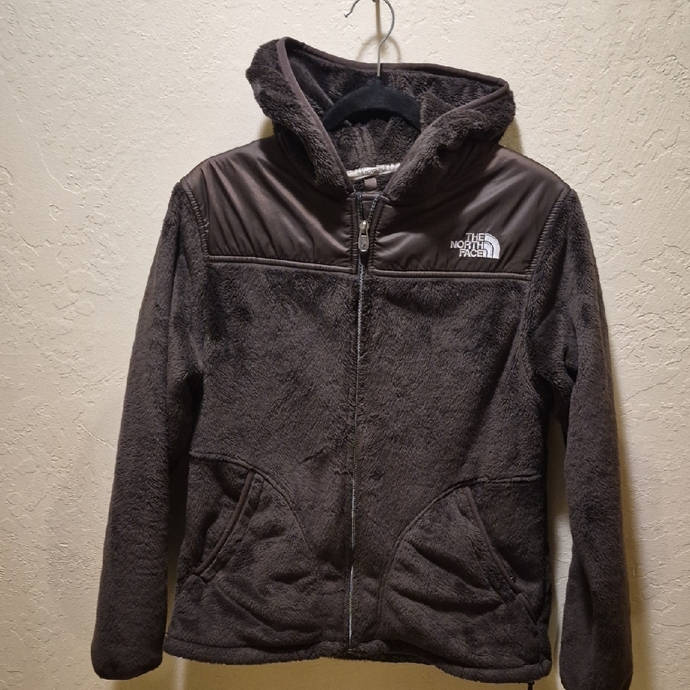 0The North Face Womens Brown Hooded Puffer Fleece Jacket